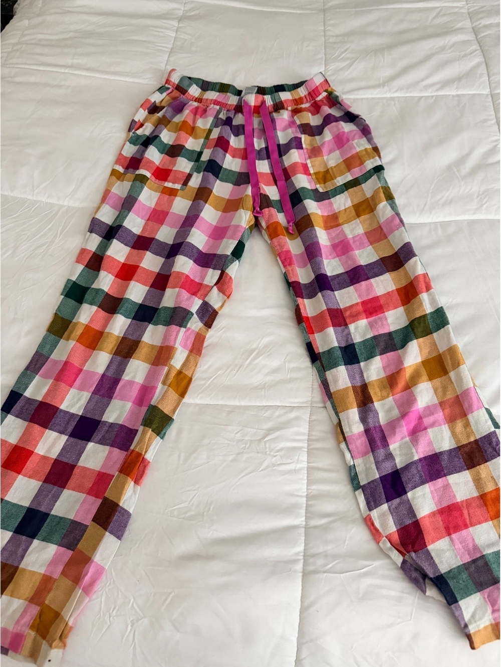 Moxon Women's Plaid Lounge Pants with Drawstring Waist, Size